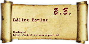 Bálint Borisz névjegykártya